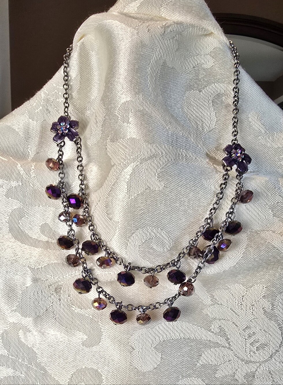 Elegant Purple Crystal Dangle Necklace - Women Jewelry